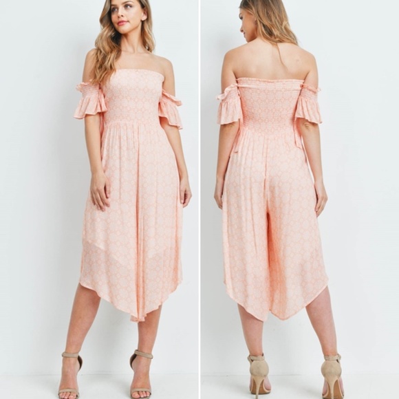 Trend Setter Diva Boutique Pants - PEACH WHITE ROMPER